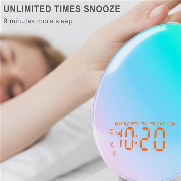 Wake Up Light Sunrise Alarm Clock for Kids, Heavy Sleepers, Bedroom, Upgraded - Picture 2 of 6